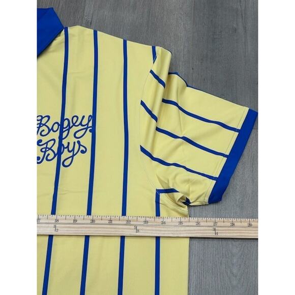 NWT Bogey Boys Mens Golf Polo Shirt Spell Out Logo Striped Yellow Blue Size XXL - Picture 6 of 7